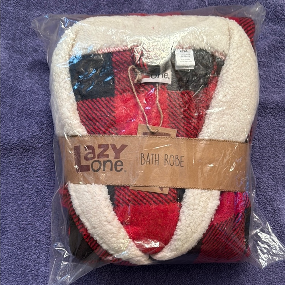 Lazy One Red and Black Plaid Bath Robe